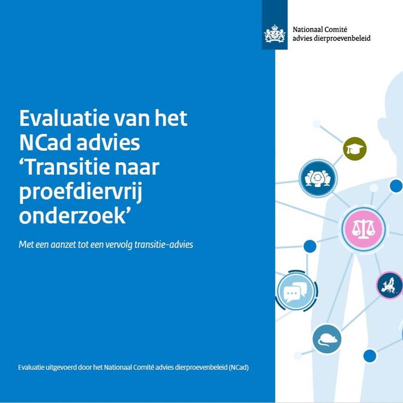 Voorkant evaluatierapport van NCad advies Transitie proefdiervrije innovatie